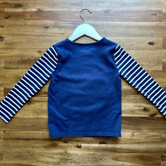 Mini Boden Glow In The Dark Navy Festive Santa Sleigh Appliqué Knit T-Shirt 5/6 - Picture 5 of 7